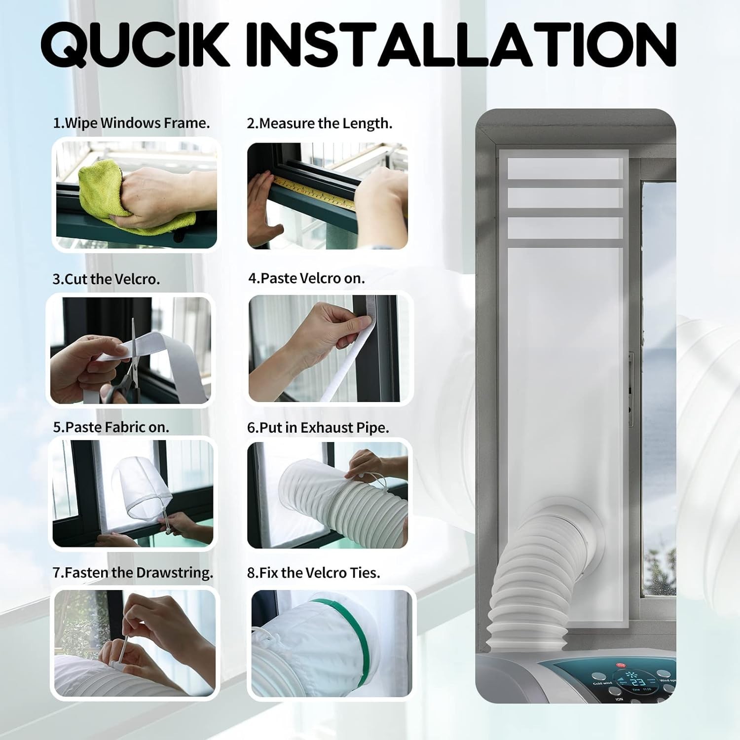 Waterproof AC Window Seal Kit, Adjustable 24-36 Inches Fits Any Unit