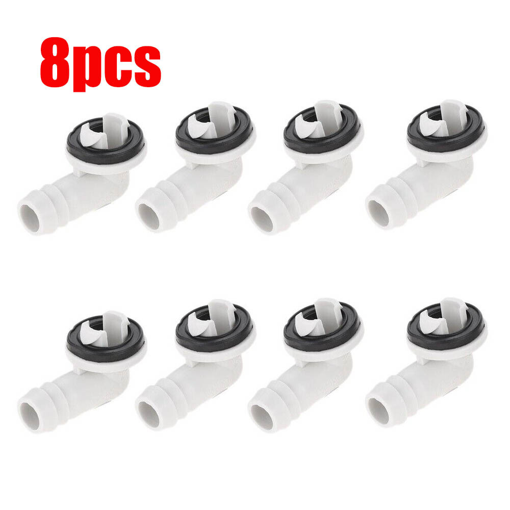 8x Plastic Air Conditioner AC Drain Hose Connector Elbow Fitting&Rubber Ring USA
