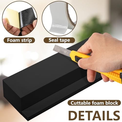 moonoom 2 Pack Air Conditioner Foam Block, Window AC Side Foam Block Grey-1set