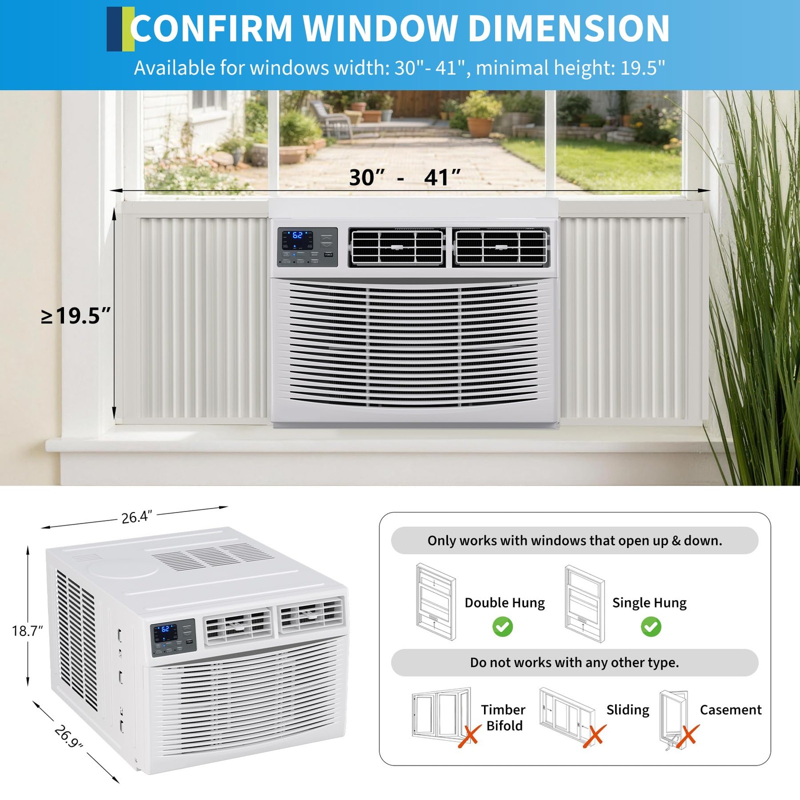 23200 BTU Window Air Conditioner, 4-in-1 WiFi Smart Window AC Unit 1500 Sq.Ft,