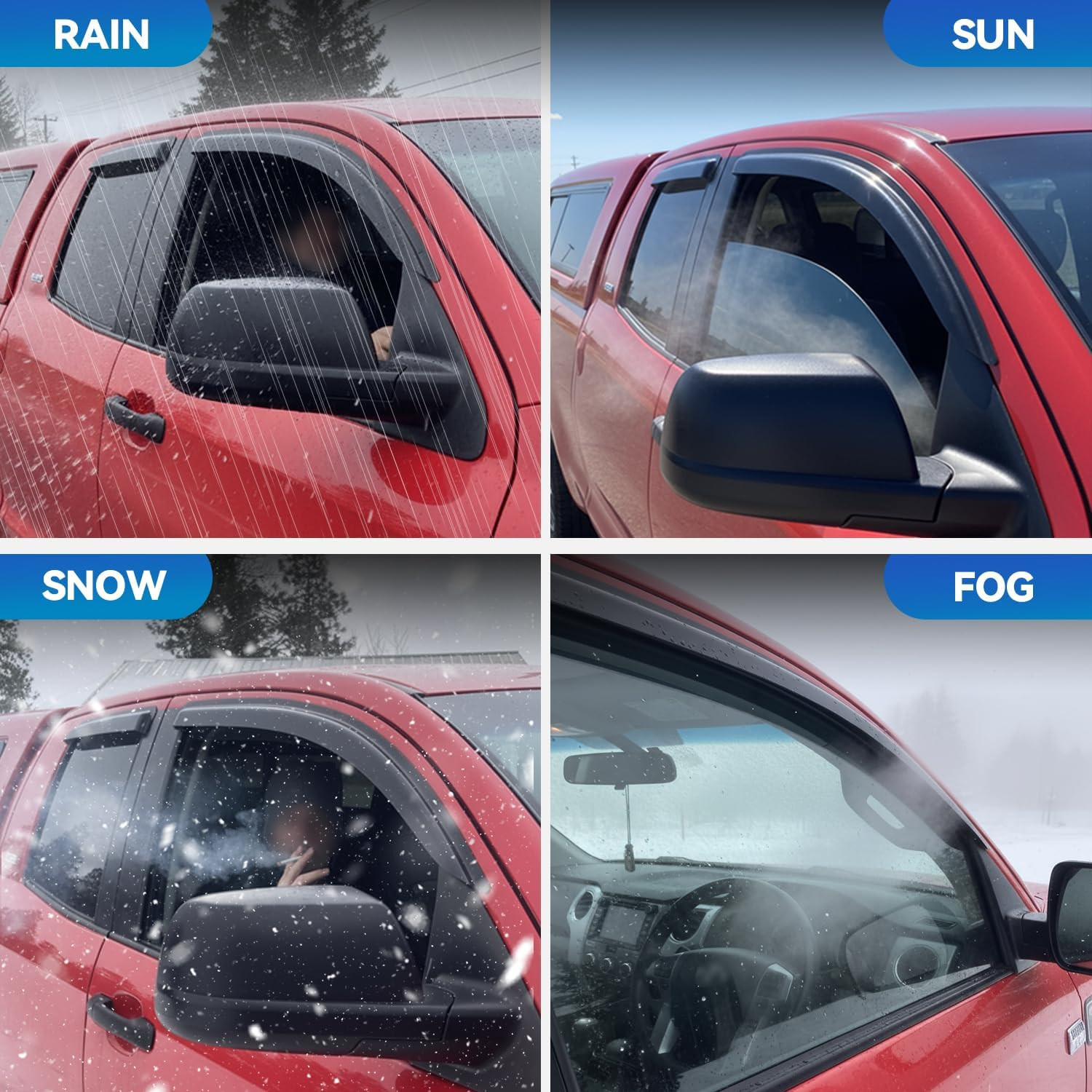Window Visors Rain Guards for 2014-2018 Chevy Silverado/Gmc Sierra 1500 Regular