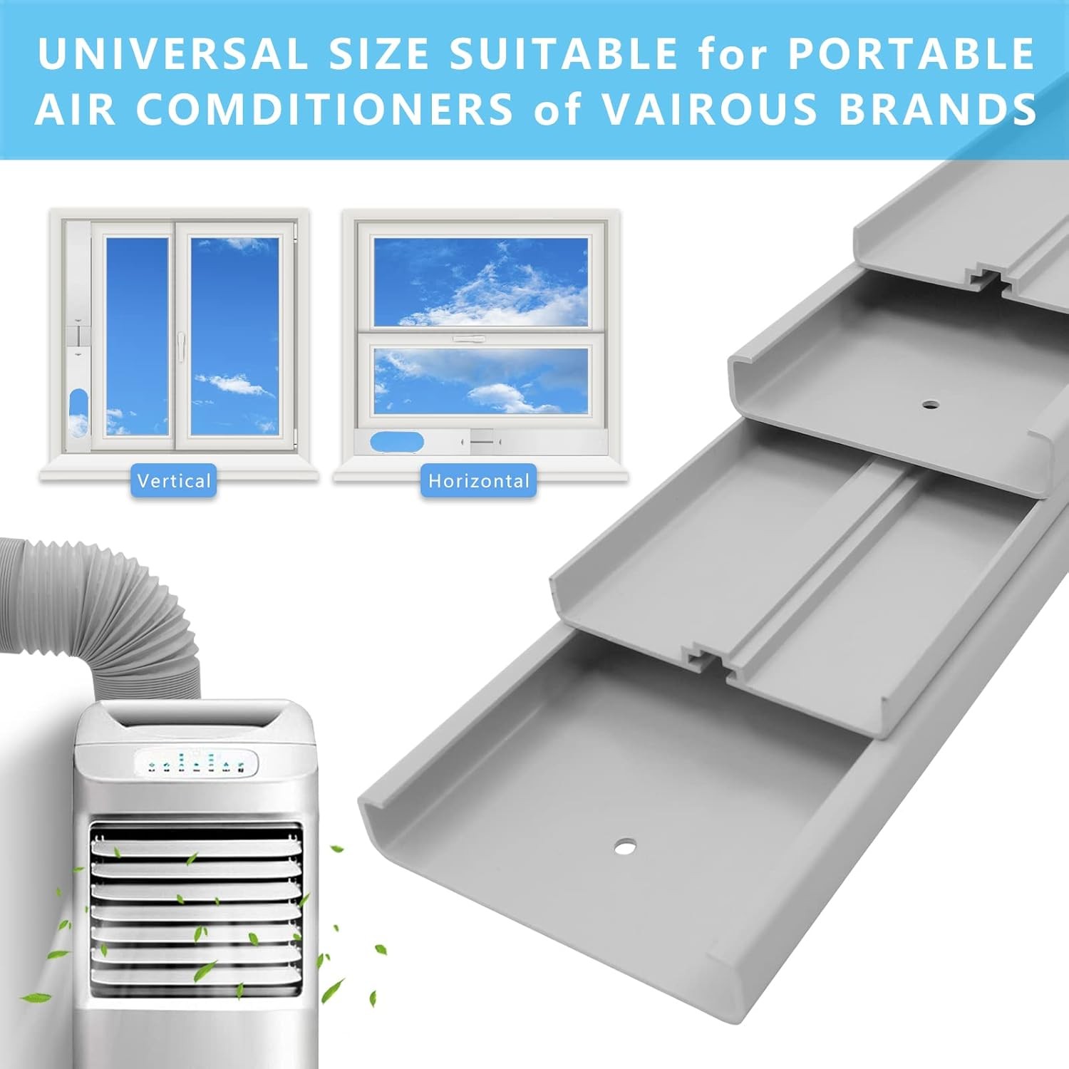 Portable Air Conditioner Window Vent Kit with 5.1 Exhaust Hose 6 Piece Window