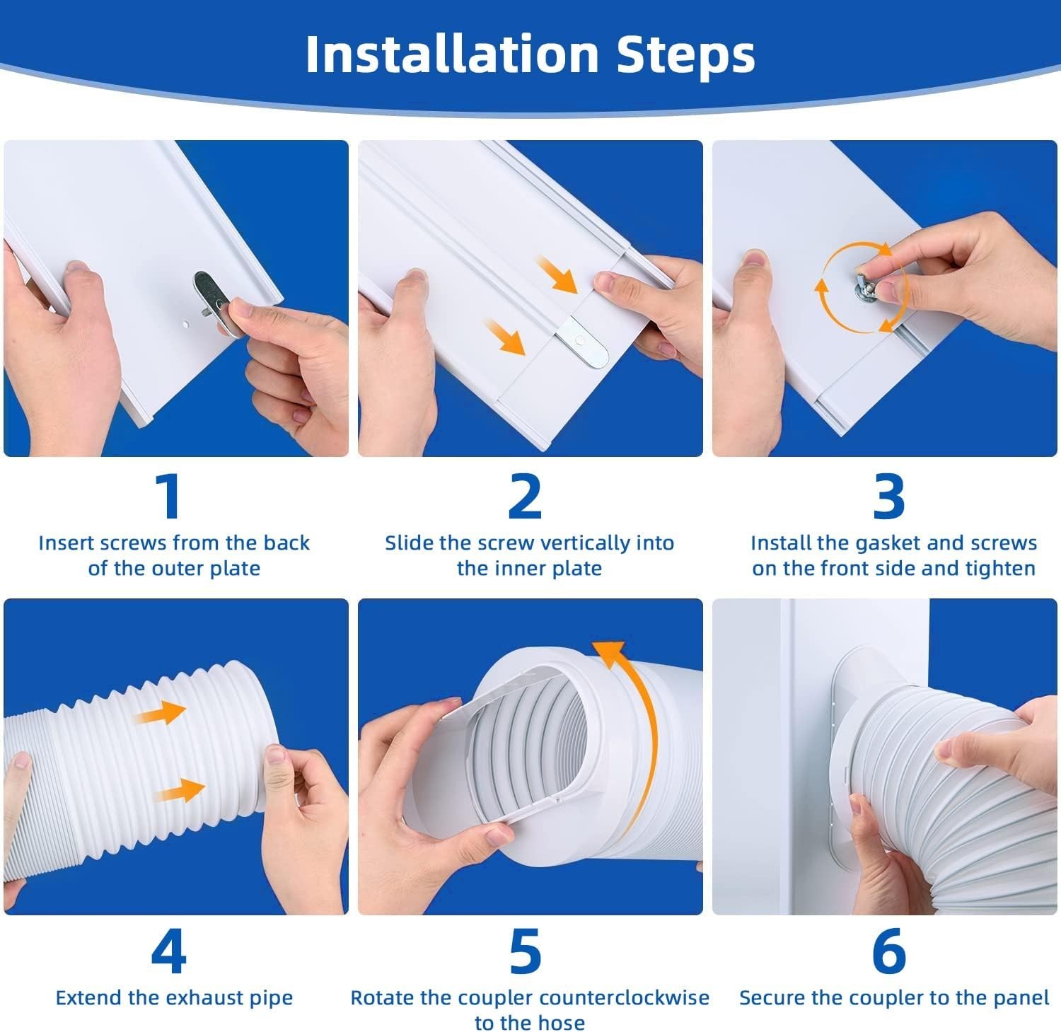 Portable Air Conditioner Window Vent Kit with 5.9&Prime; Hose & Coupler Adjustable …