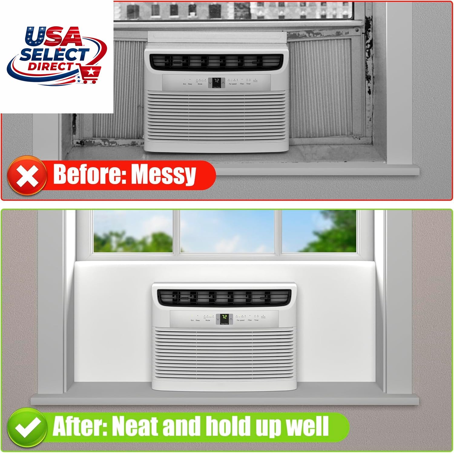 Window Air Conditioner Side Panels Foam Insulation Cover – White