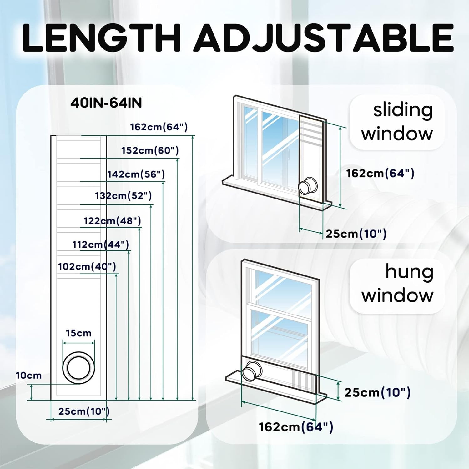 Portable Air Conditioner Window Kit with Vent Seal