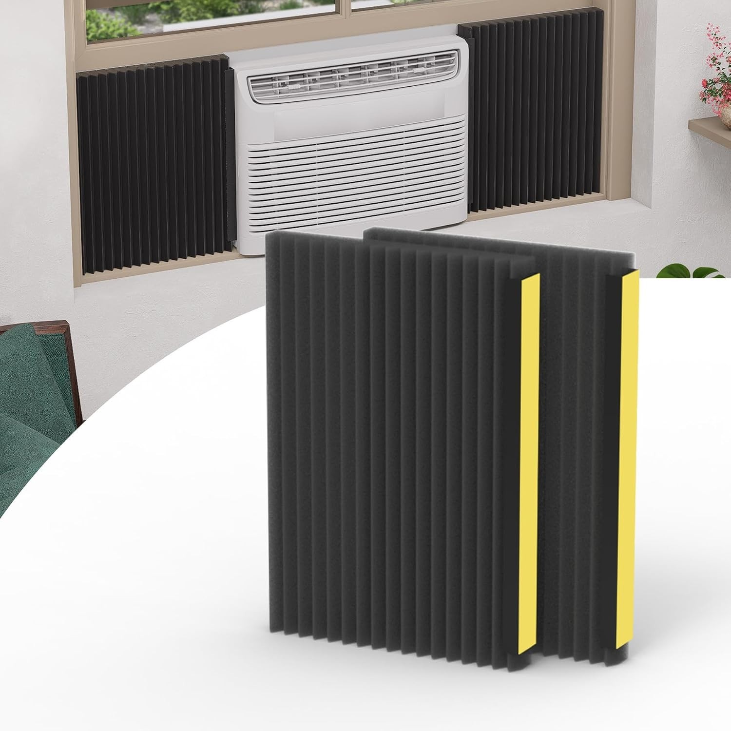Window Air Conditioner Side Panels 17×9 Inches Foam Insulation 2 Pack