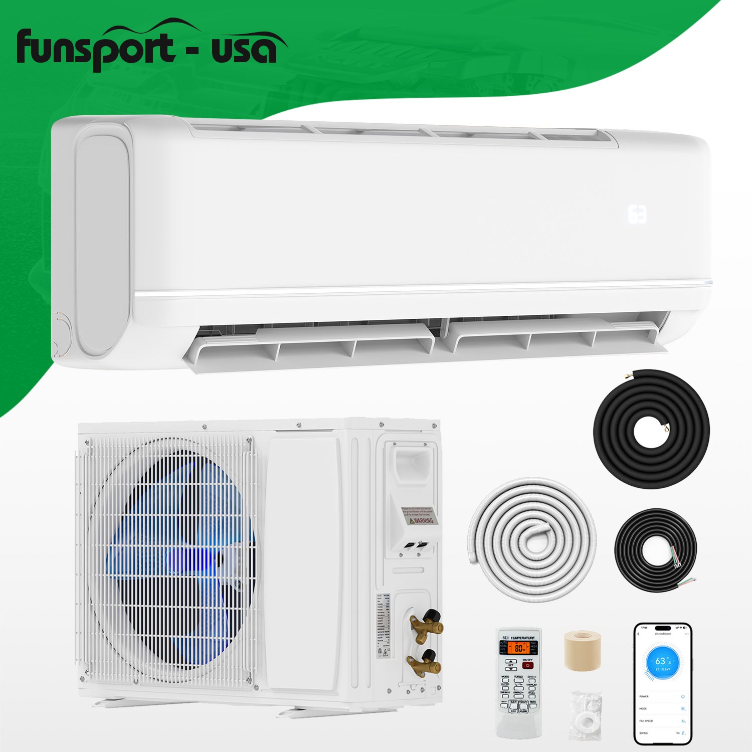 24000 BTU Mini Split Air Conditioner & Heat Pump 220V Covers 1500 Sq. Ft