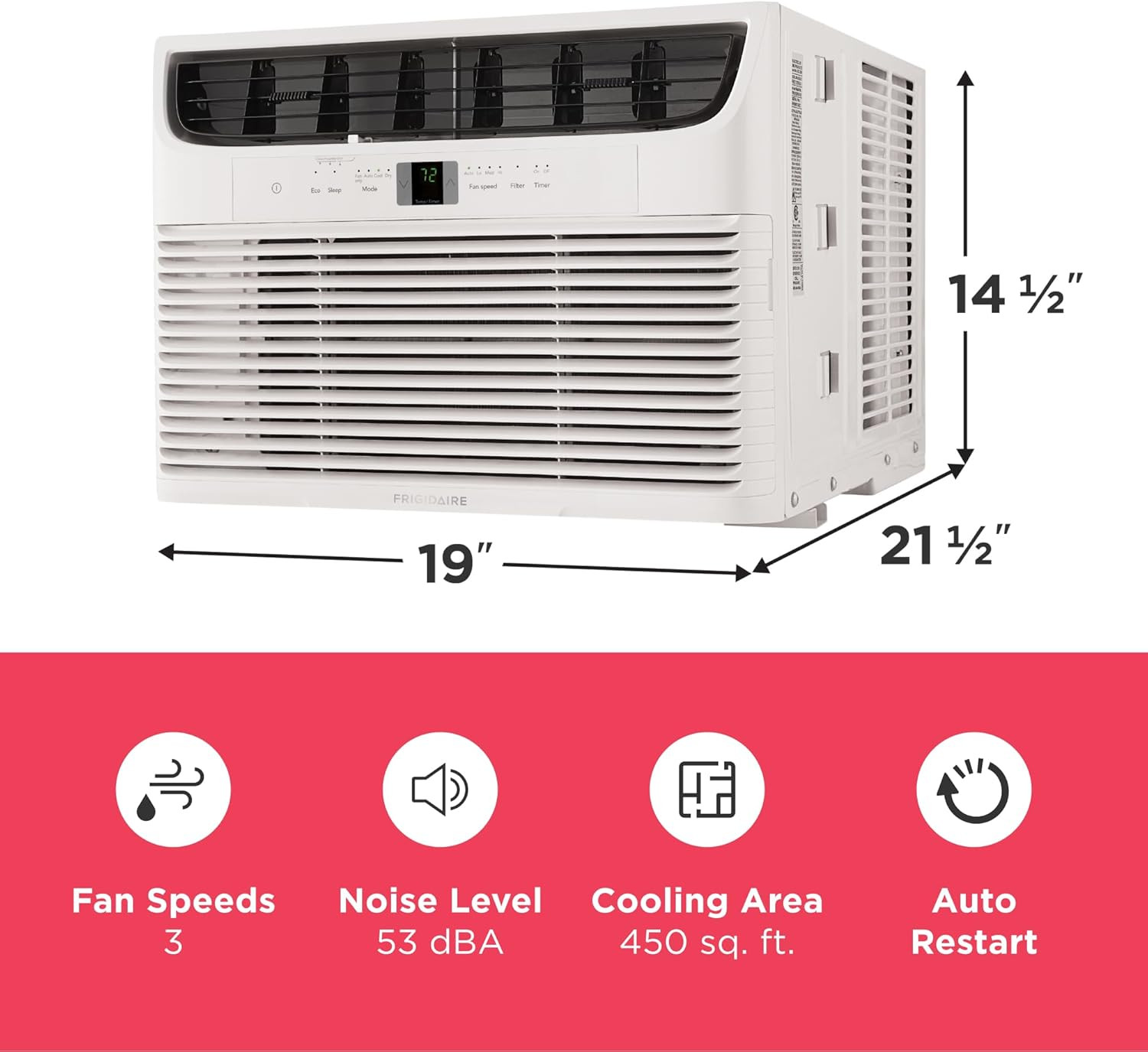 Frigidaire 10,000 BTU Window Air Conditioner with Remote Control, Cools up to 45