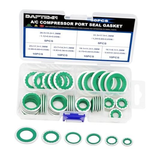 50PCS A/C Compressor Bonded Seal Washers Assortment Kit 50PCS A/C O-Ring Green