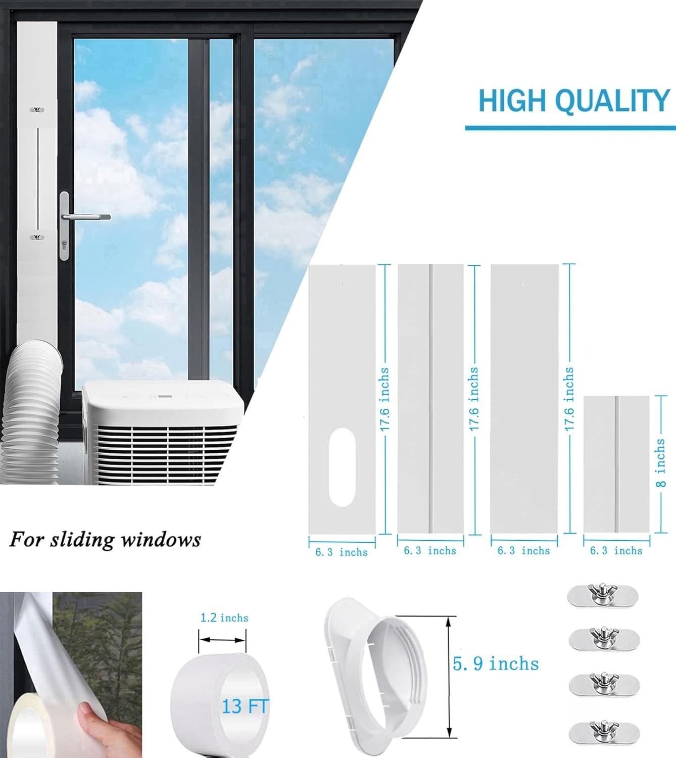 Portable Air Conditioner Window Seal Kit with Coupler,Adjustable Vertical/Hor…
