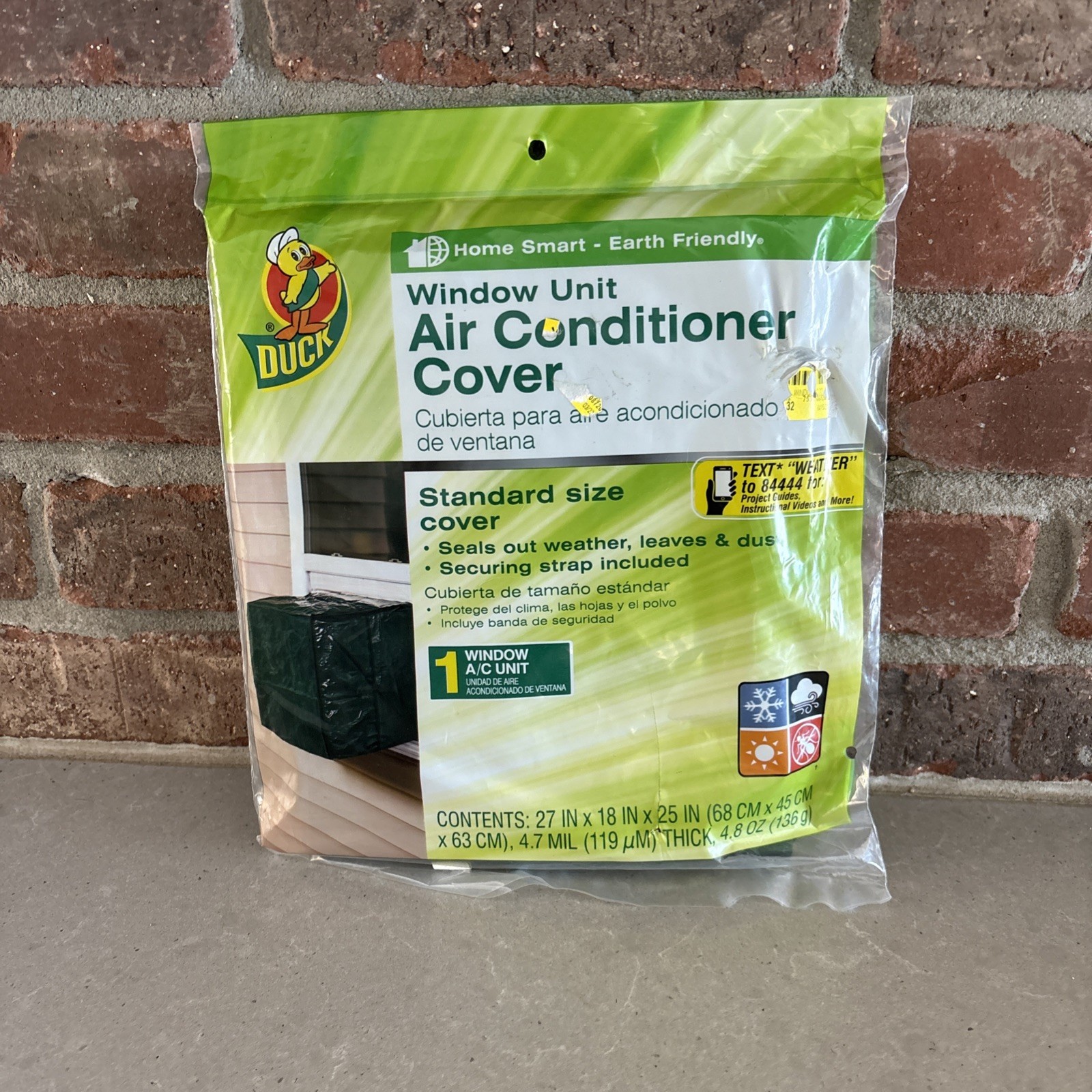 Duck Brand 18 in. x 27 in. Green Plastic Window Unit Air Conditioner Cover