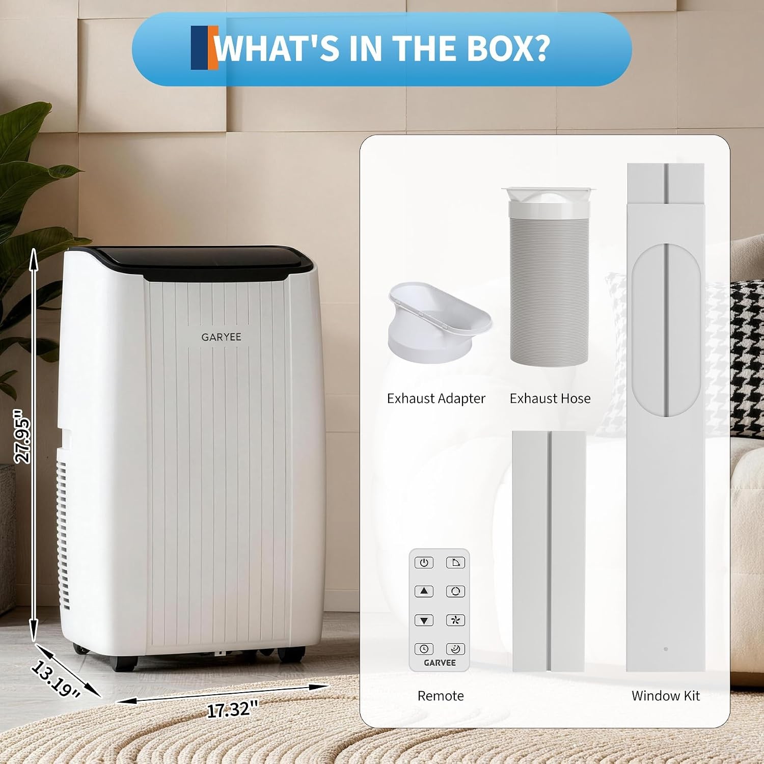 GARVEE 14000 BTU Portable Air Conditioner AC Unit with Fan & Dehumidifier Remote