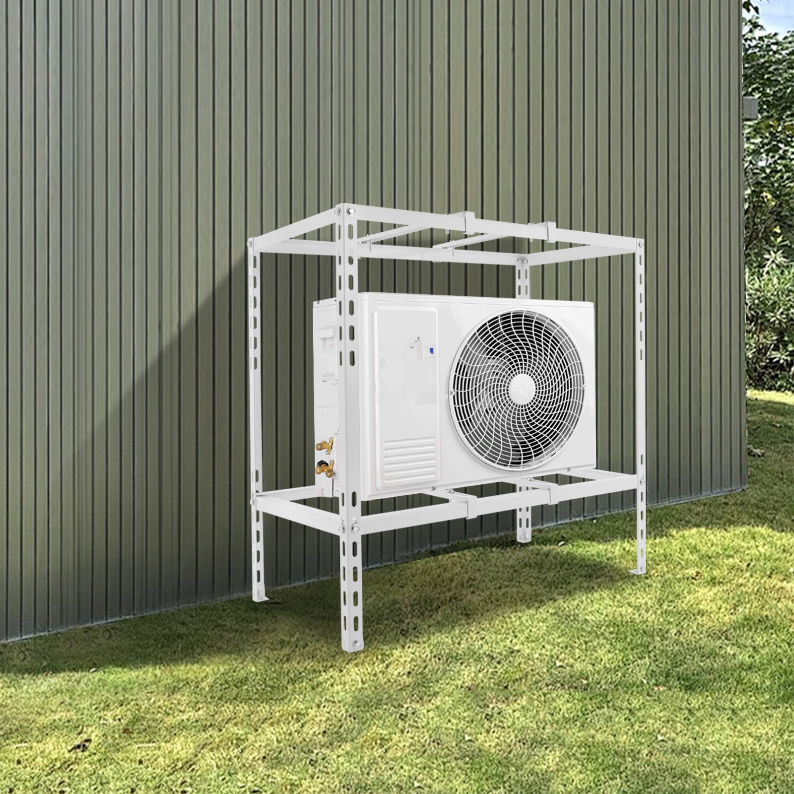 35x20x35in White AC Support Bracket Double Tier 110LB Capacity for Outdoor Unit