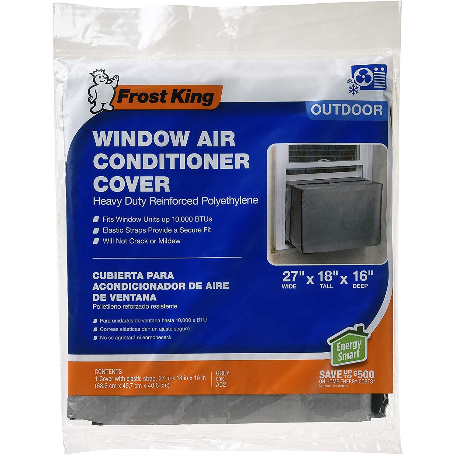 Frost King AC2 Outside Window Air Conditioner Cover, 18x27x16 Inches, Gray