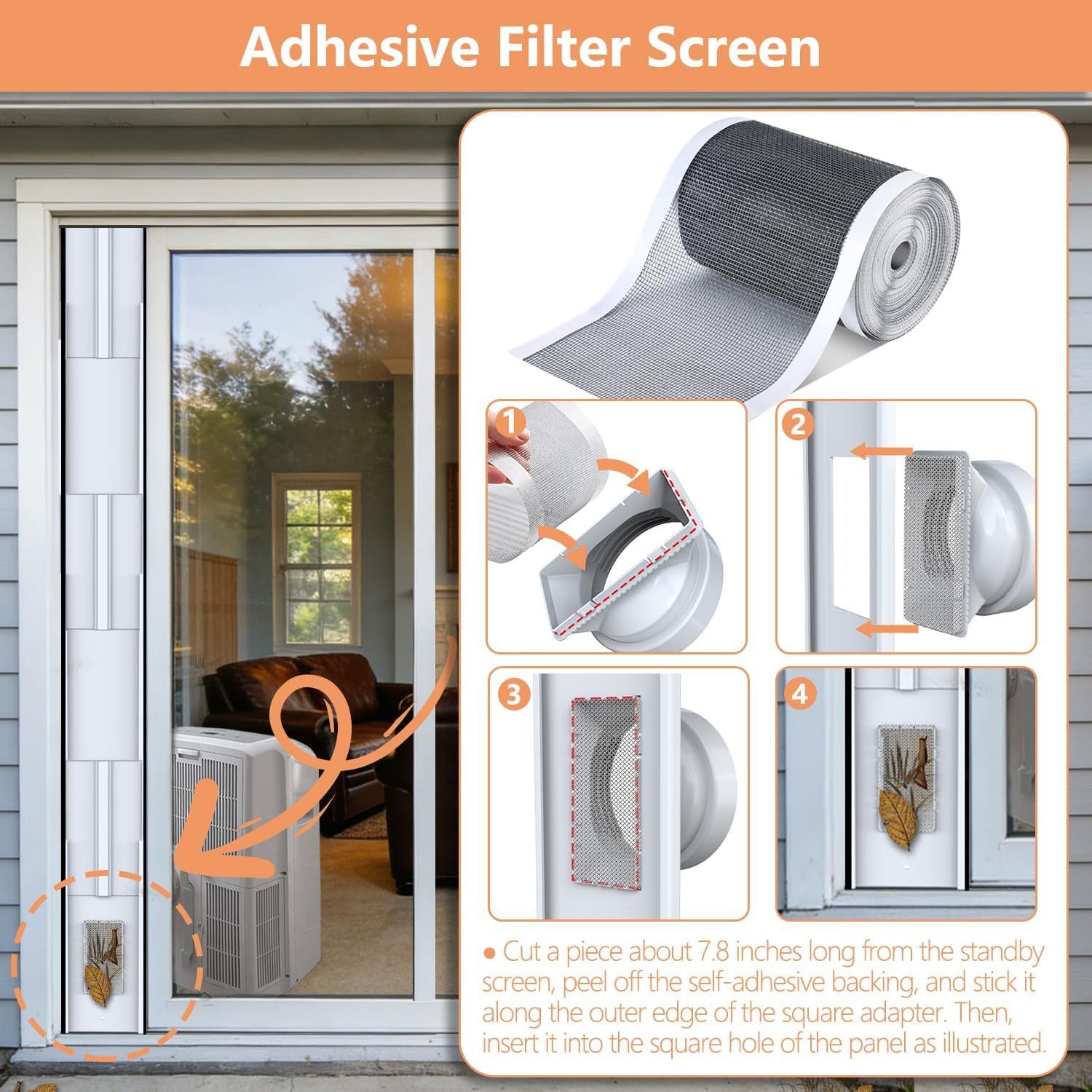 Universal AC Sliding Door Vent Kit for Portable Air Conditioners – Fits 5.1&Prime;/5.9