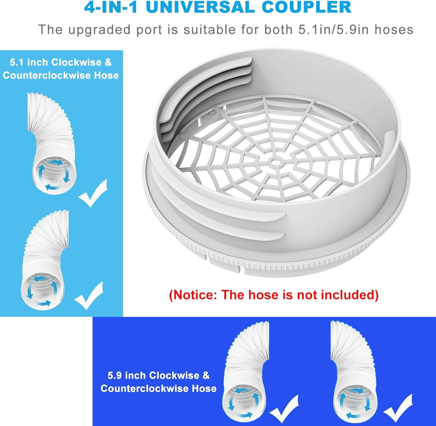 Portable Air Conditioner Window Vent Seal Kit with Universal Coupler Fit for 5.1