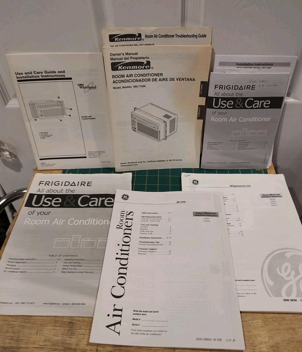 LOT OF 6 ROOM AIR CONDITIONER INSTRUCTION & USER MANUALS GE KENMORE WHIRLPOOL FR