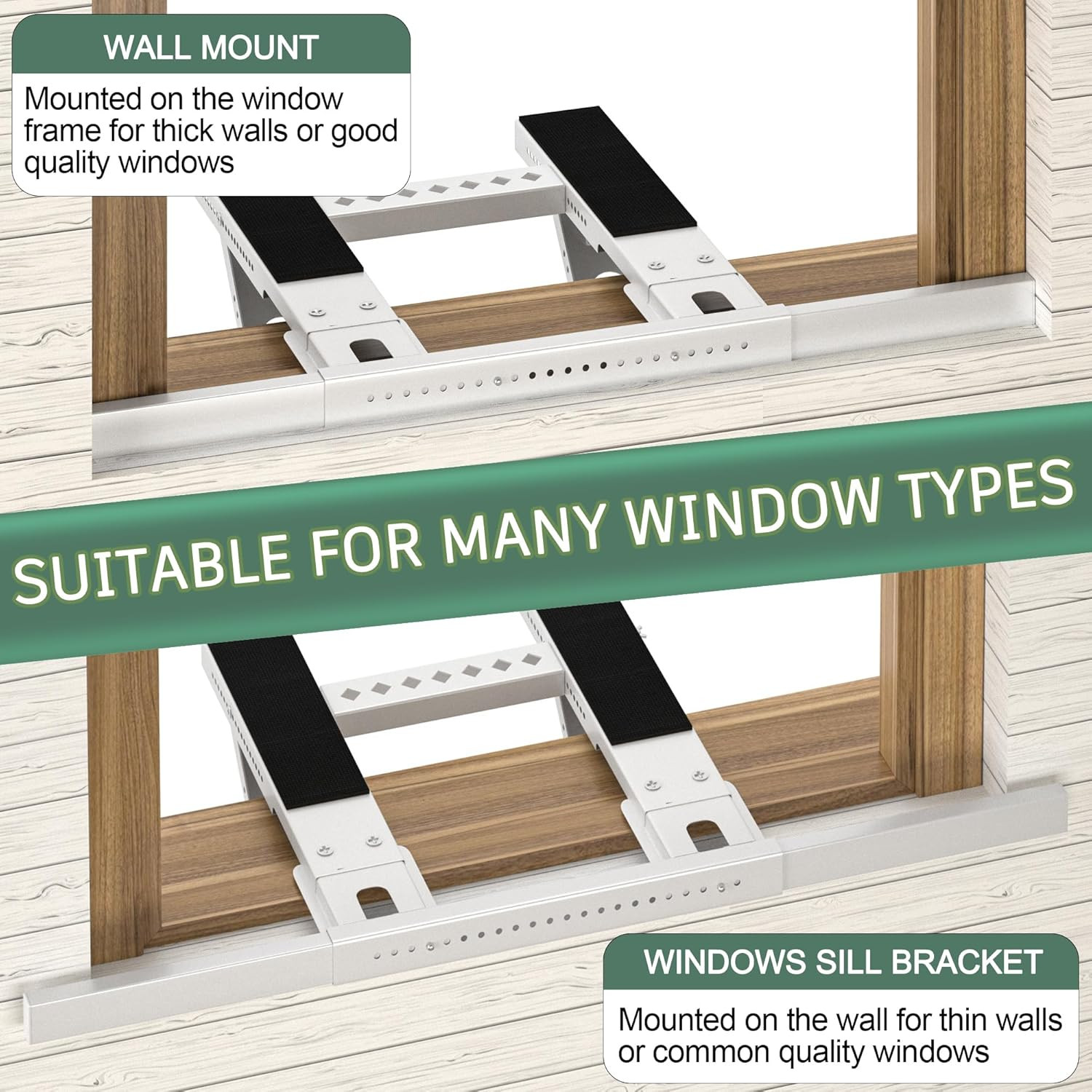 No-Drill Window AC Bracket, Upgraded Heavy-Duty Adjustable Air Conditioner Suppo