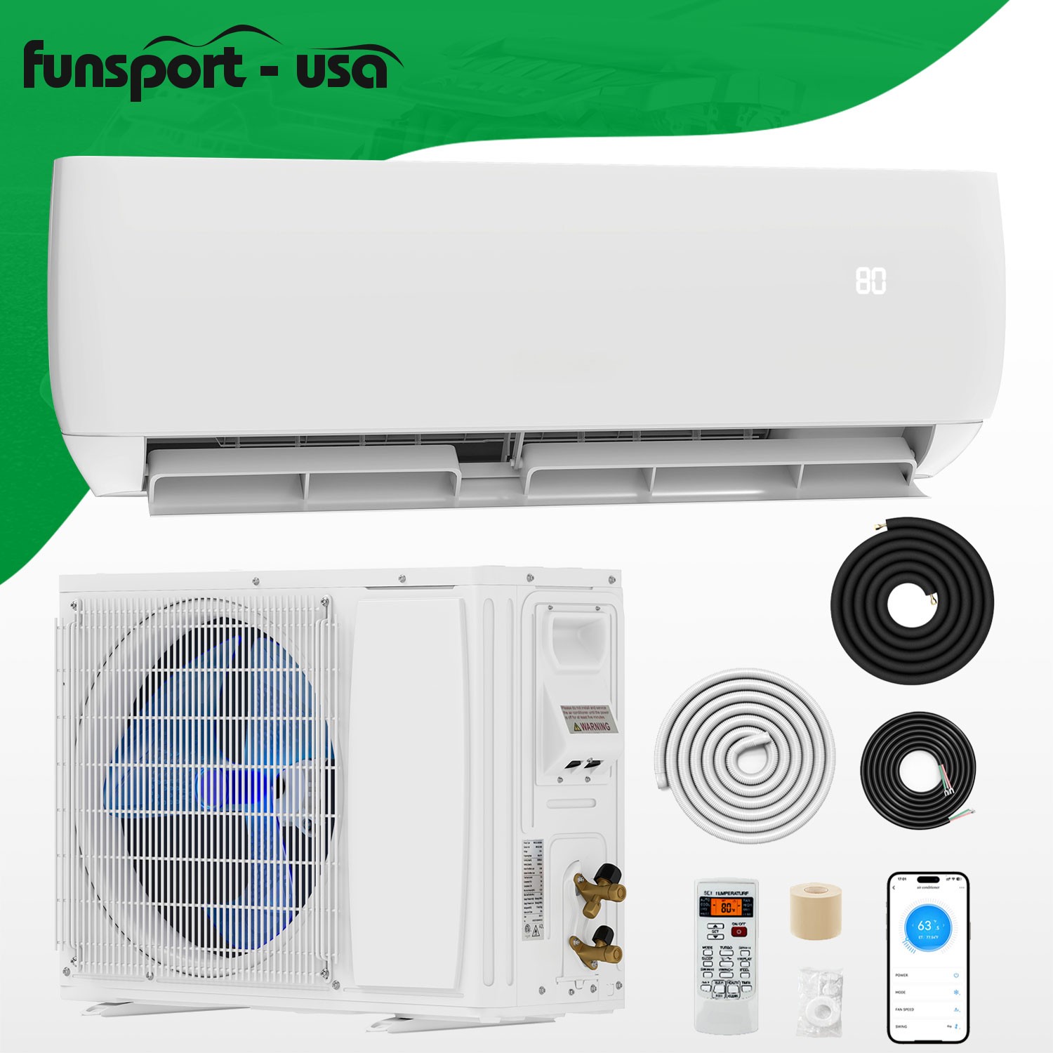 12000 BTU Ductless Mini Split AC W/ 20 SEER2 for 750 Sq. Ft. Space 115V Ductless