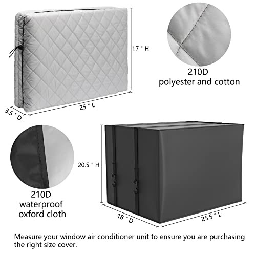 Window Air Conditioner Cover, 2 Pack Indoor and Outdoor Ac Cover Set | Large
