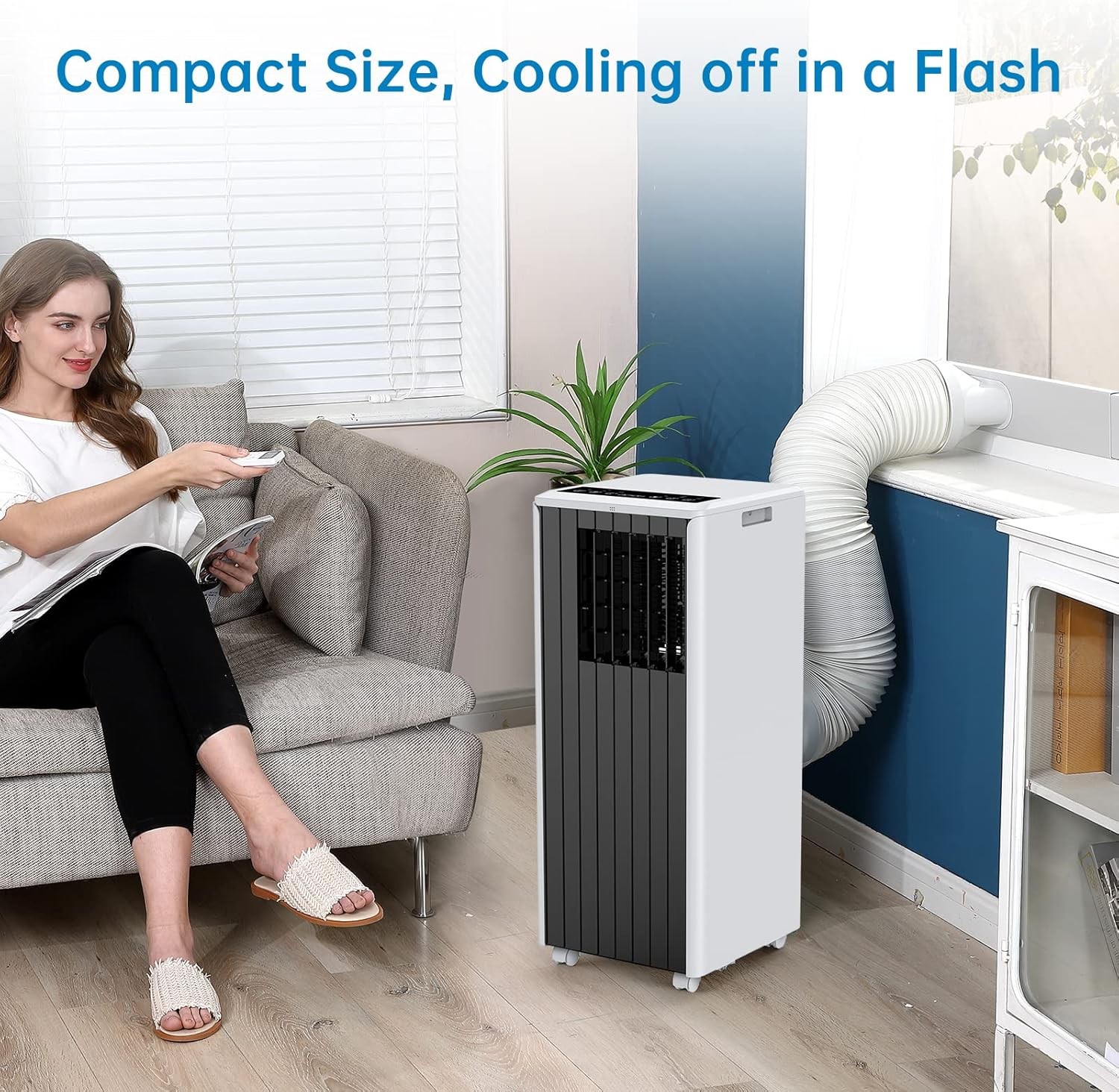 Compact 8000BTU Portable Air Conditioner with Dehumidifier & Fan, Remote Control