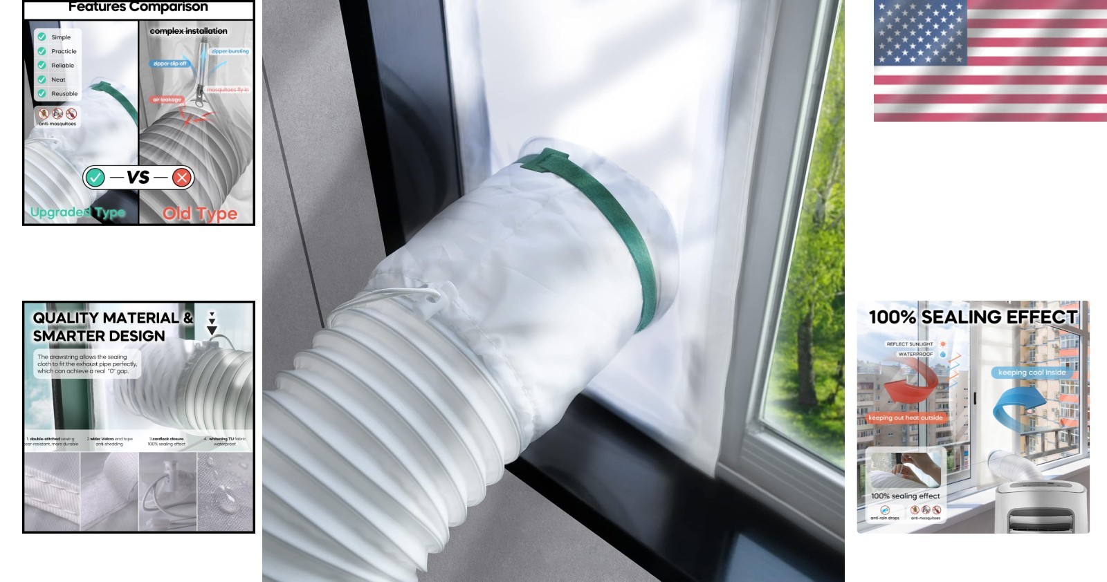 Universal Portable AC Vent Kit – Adjustable Length 10×40~64&Prime;