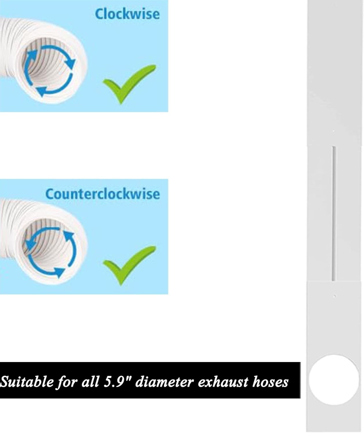 Adjustable Window Vent Kit for Portable AC, Fits 5.9&Prime; Hose, Space-Saving Design