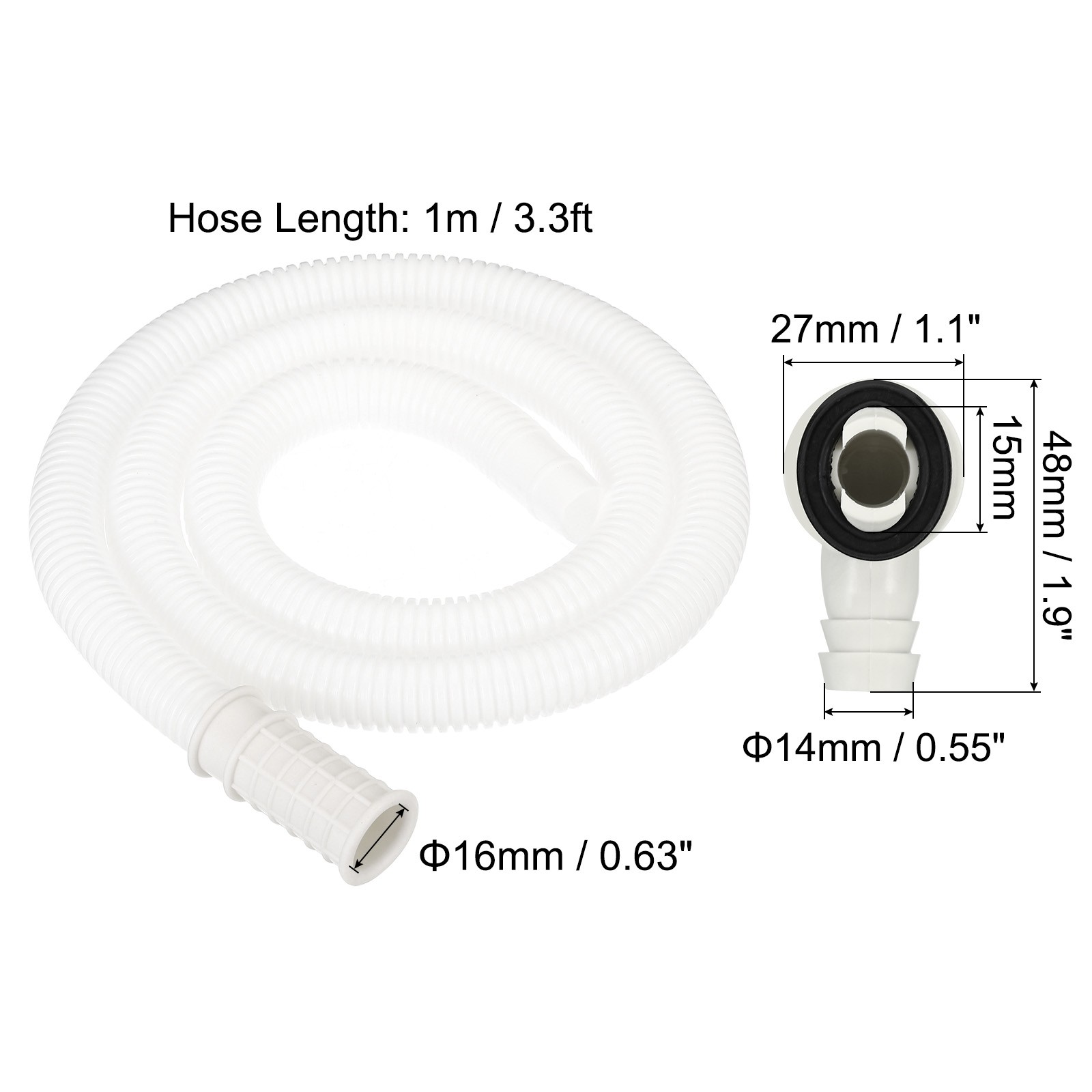 3.3ft Air Conditioner Drain Hose Kit, Universal Hose with Clamp, White