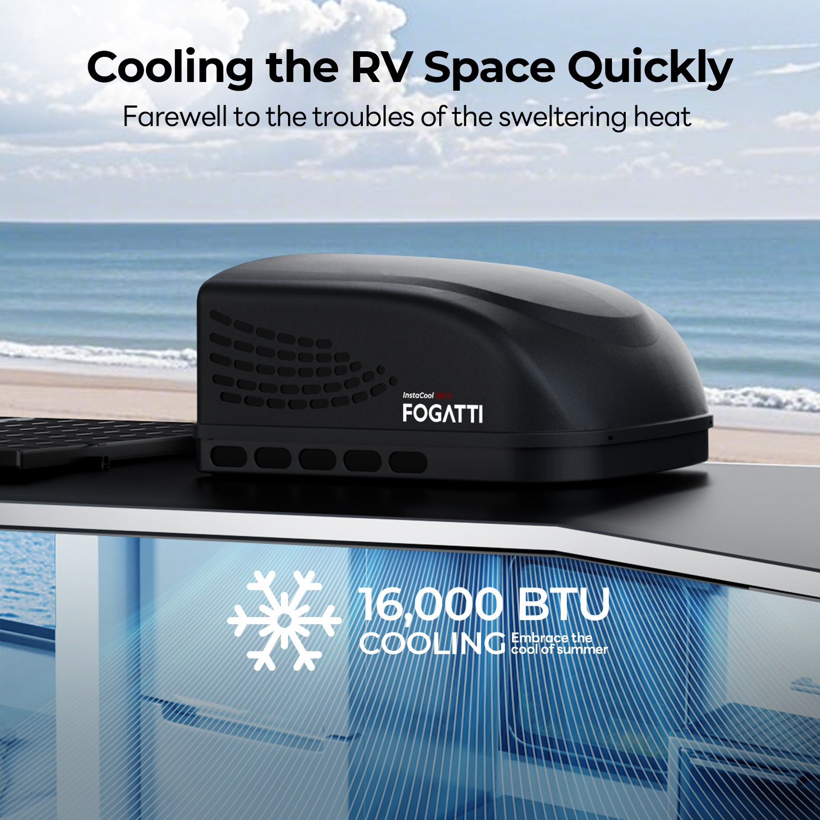 Non-Ducted RV Air Conditioner 16,000 BTU Cooling Roof AC Unit for Camper 115V