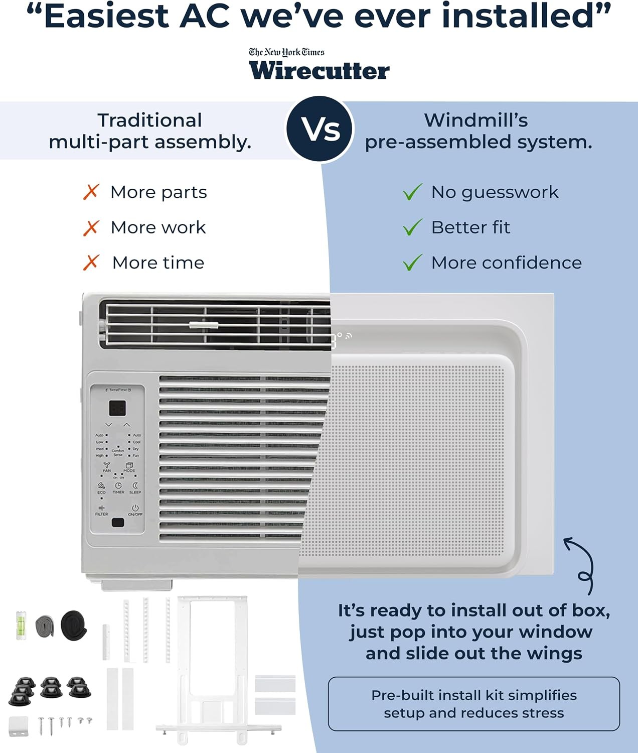 Window Air Conditioner Quiet & Smart Easy Install Voice-Enabled Remote