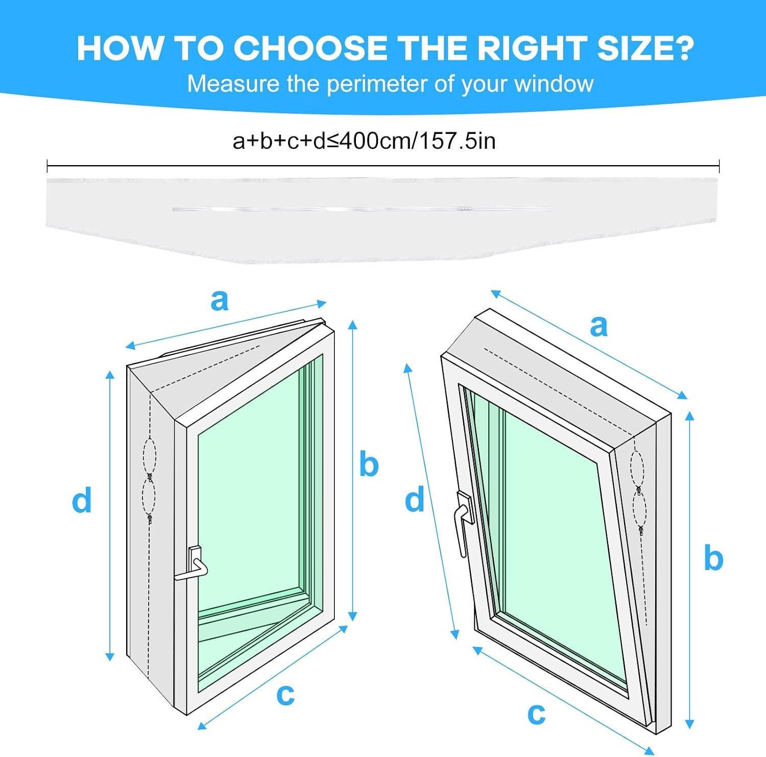 400CM 157&Prime; Portable AC Window Vent Kit with 2 Zipper Doors, Universal Casemen…