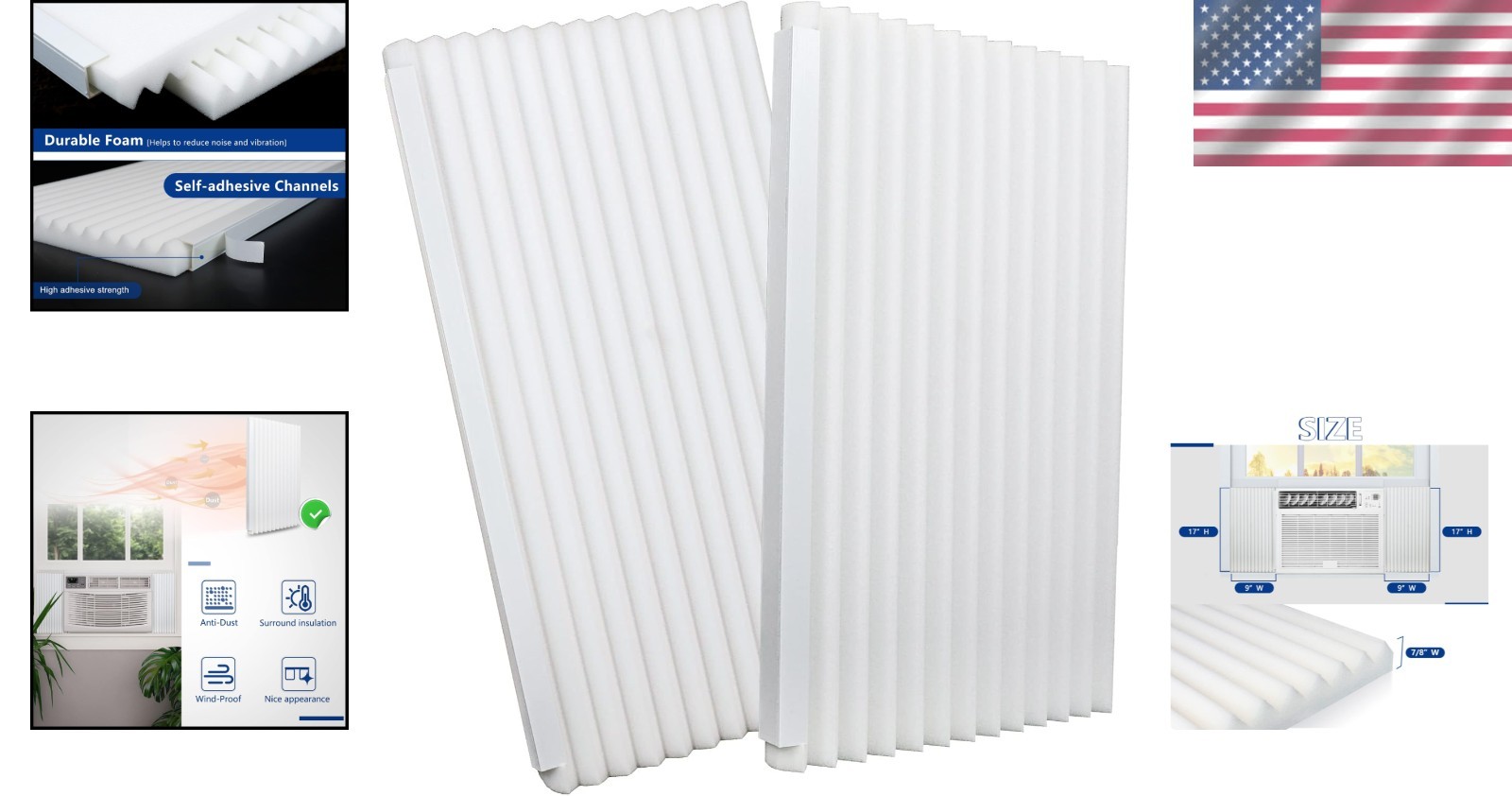Window AC Side Panel Insulation Foam Kit Compatible With 5000-22000 Btu 17×9 …