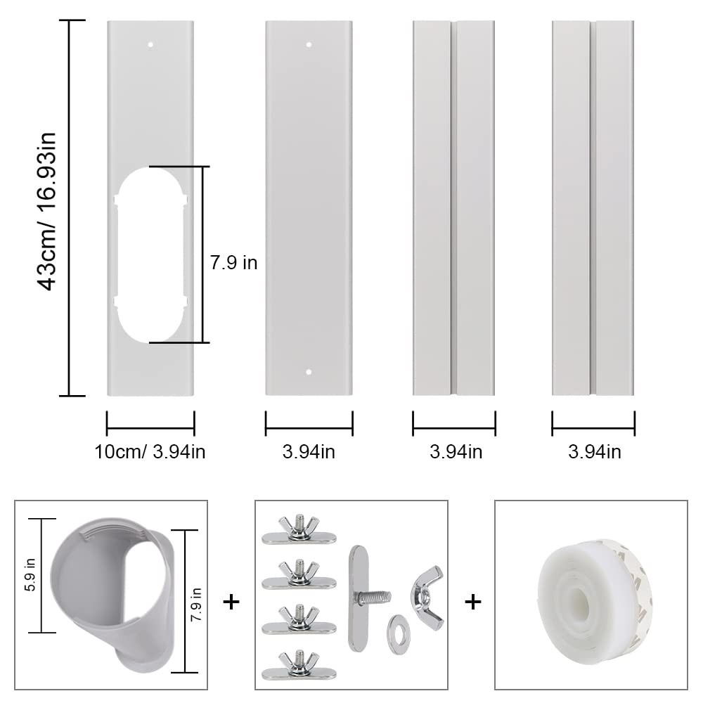 Universal Portable Air Conditioner Window Vent Kit, 5.9” Diameter, 59” Exhaust H