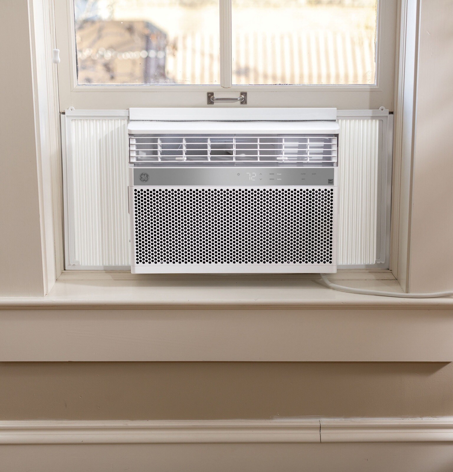 GE 8,000 BTU Smart Electronic Window Air Conditioner for Medium Rooms- 350 sq ft