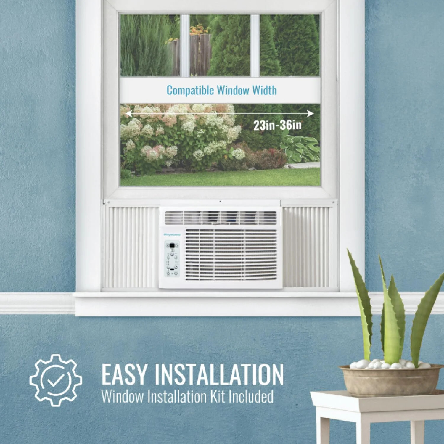 Window Air Conditioner, 10,000 BTU Cooling Capacity, White, 450 Sq Ft