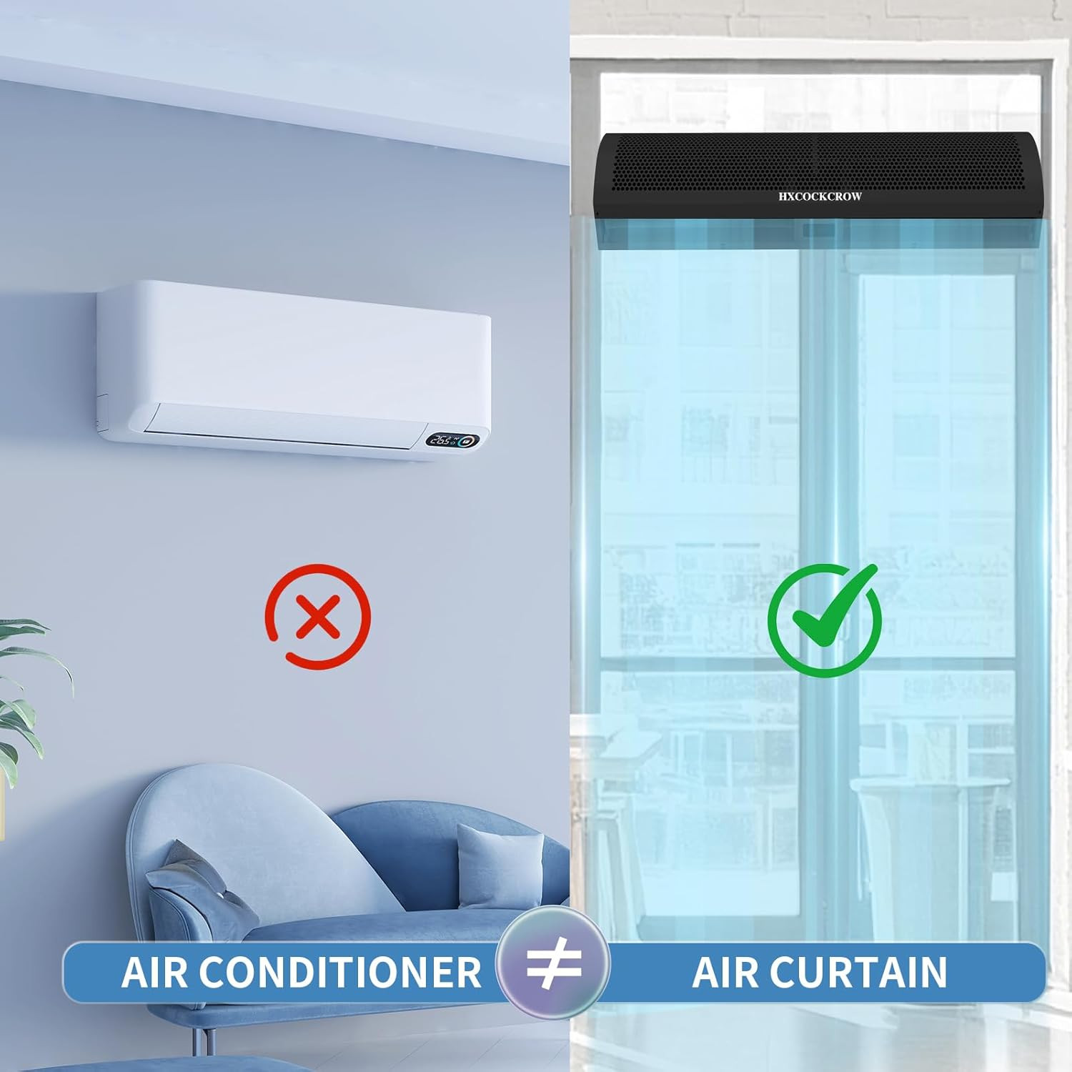 60&Prime; Commercial Air Curtain – Powerful Fly Fan for Doors, Keeps Bugs Out