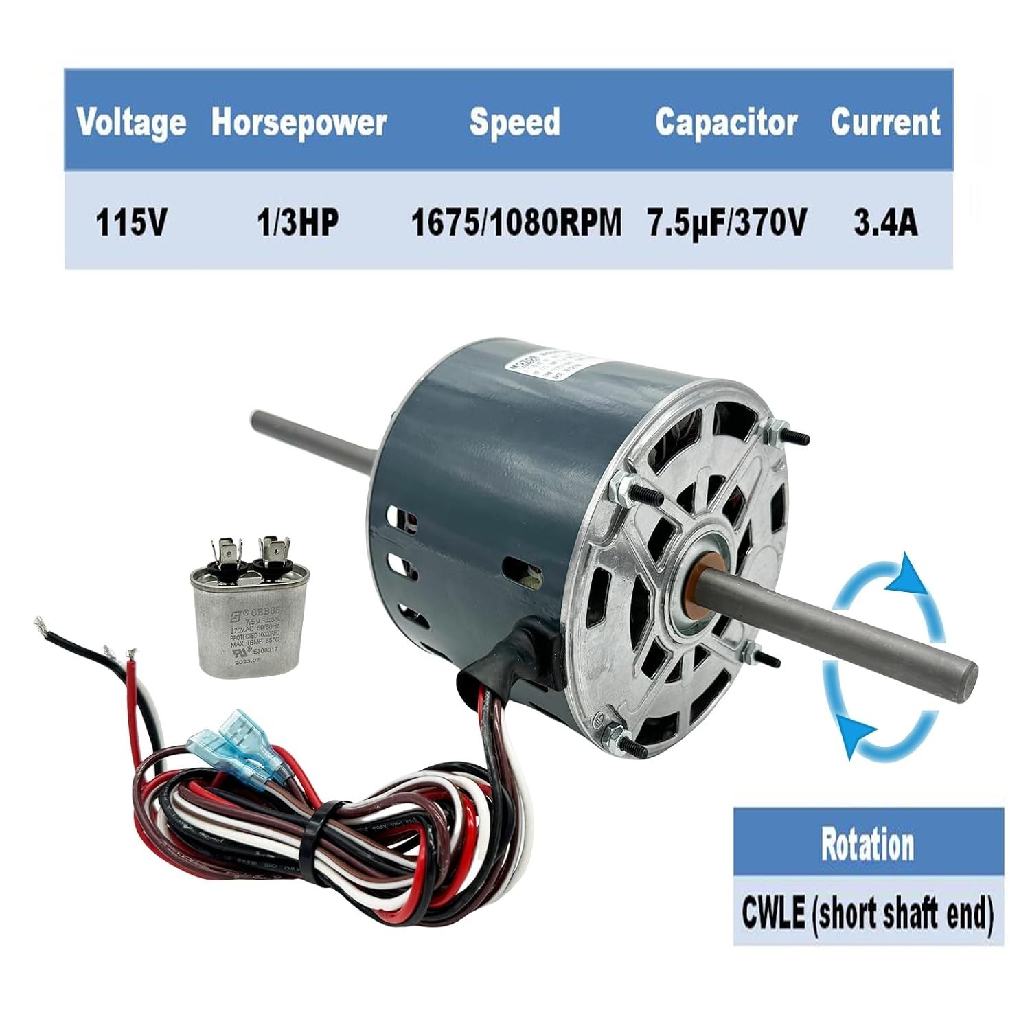 High-Quality RV AC Motor Replacement 115V 1675/1080RPM« 