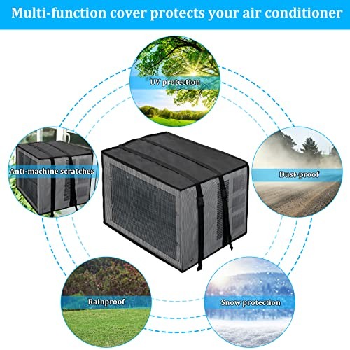 Newest Design Mesh Window Air Conditioner Cover Outdoor, 17Wx12Dx13H Black