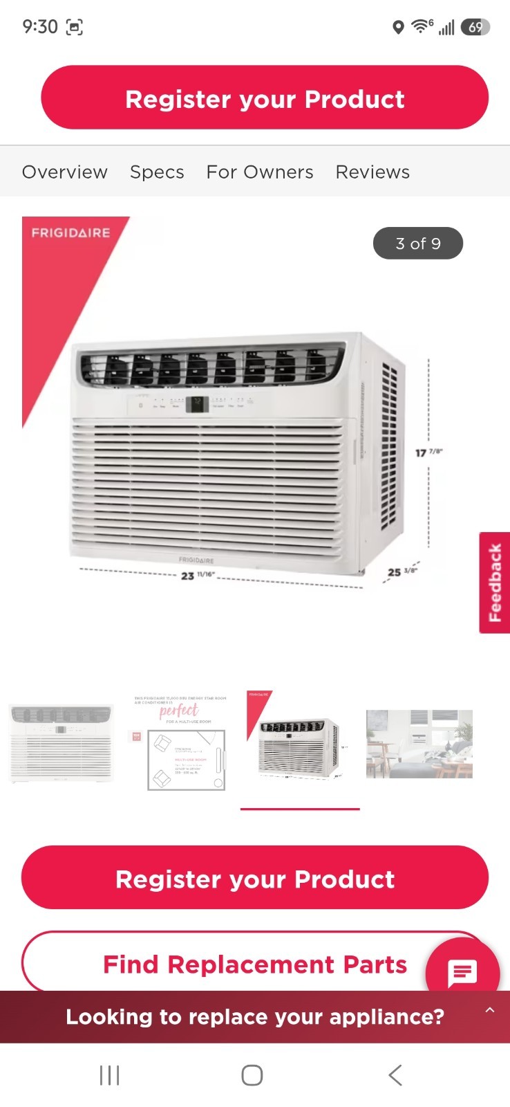 Frigidaire 15,100 BTU Window AC, FFRE153WA1, Excellent Condition