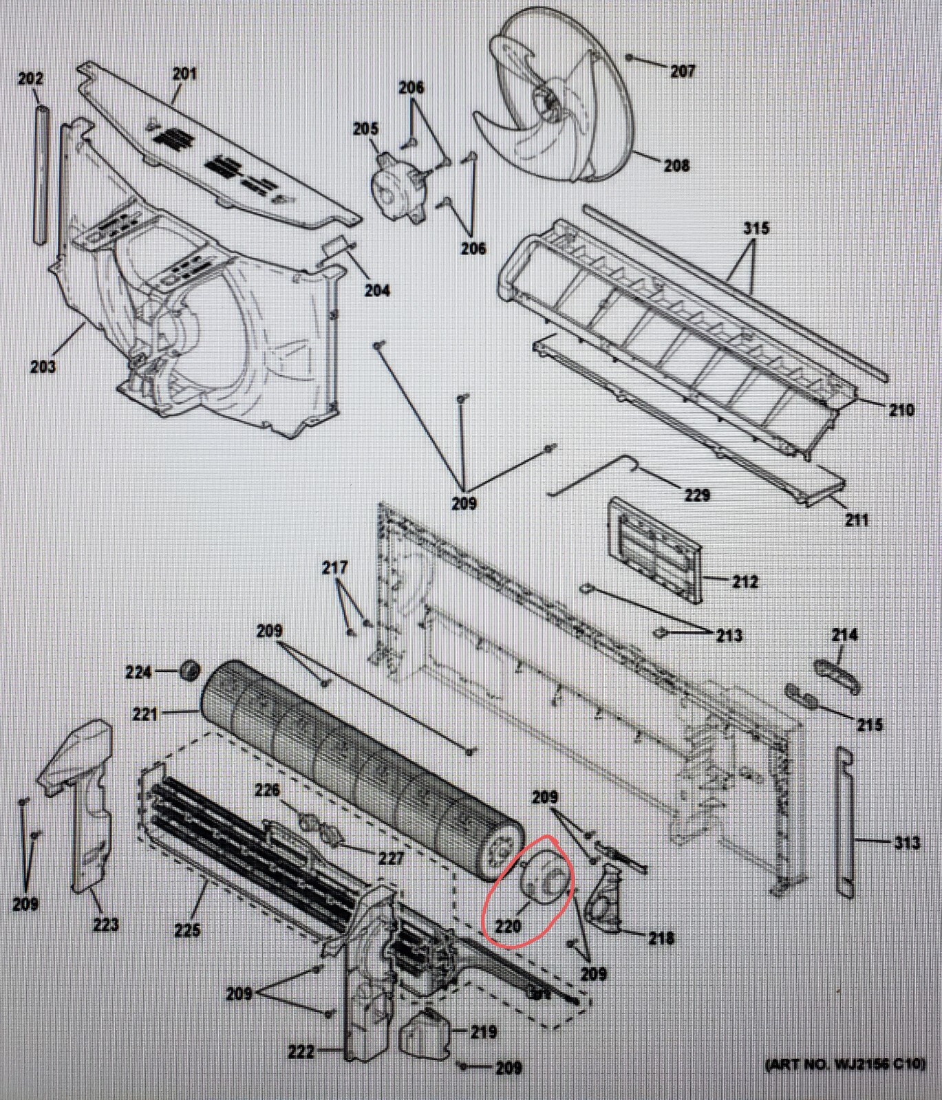 AZ65H09DABW2 WP49X22362 293D1720P002 Wall Unit Air Condition Indoor Motor
