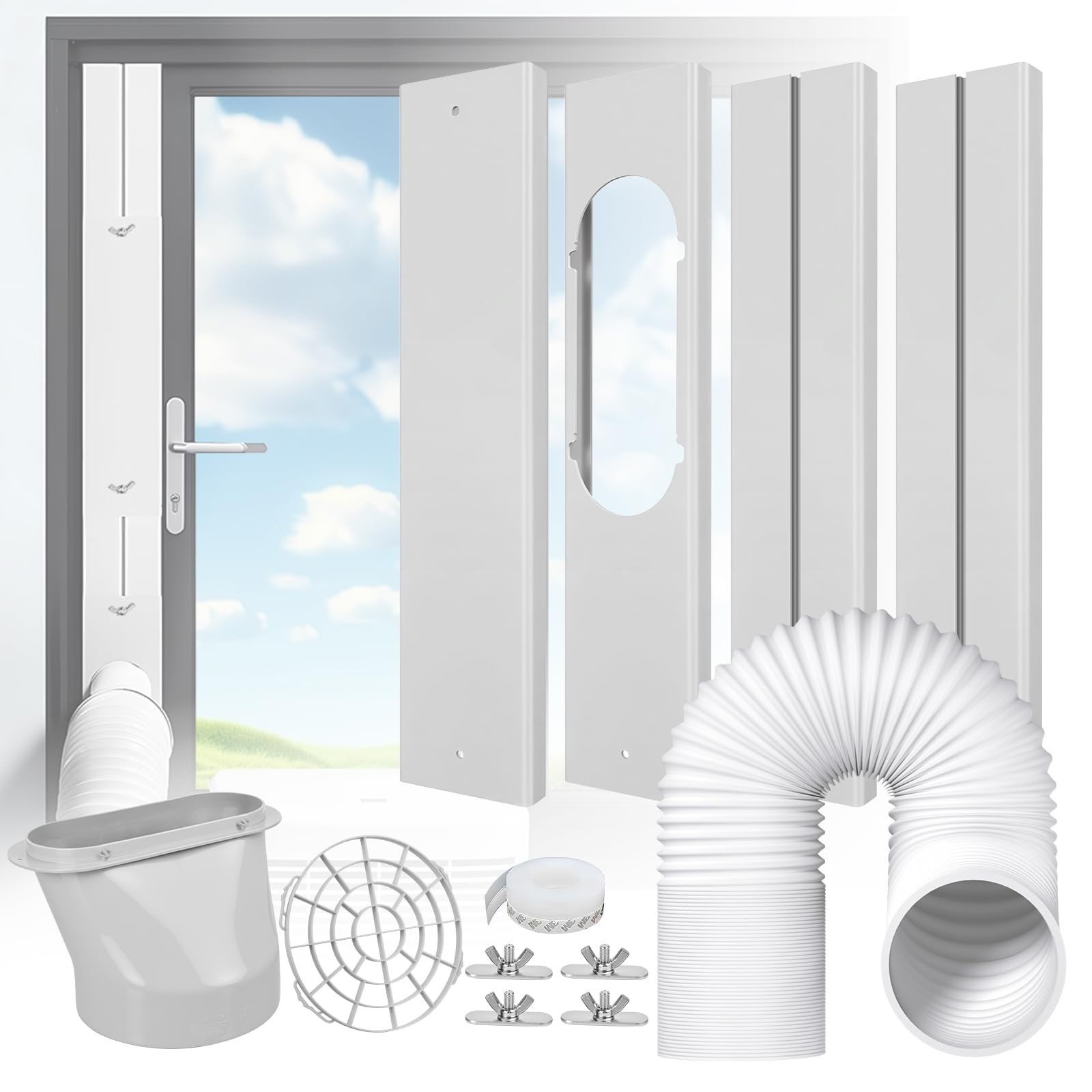 Adjustable Universal Portable Air Conditioner Window Kit – 5.9” Exhaust Hose for