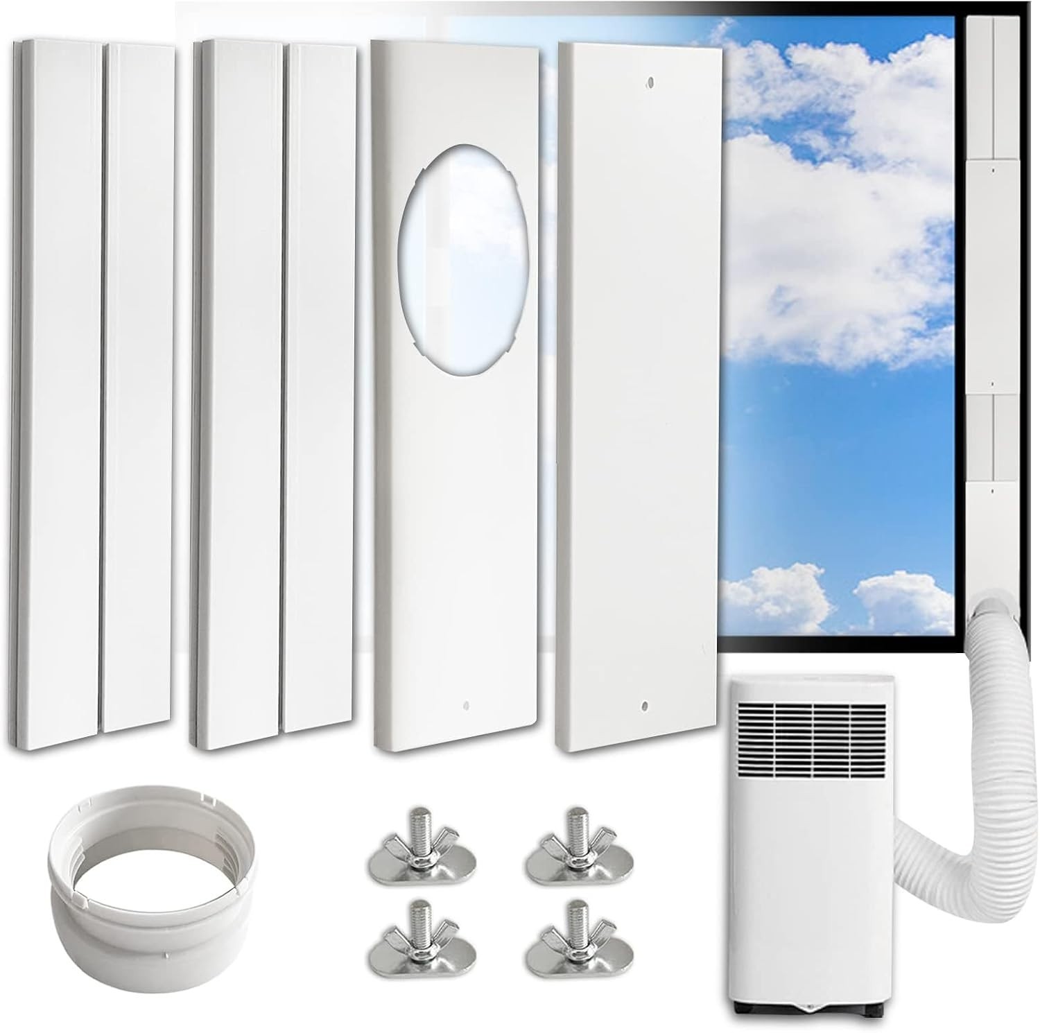 Kit de aire acondicionado portátil para ventana con manguera de escape de 5,9” p