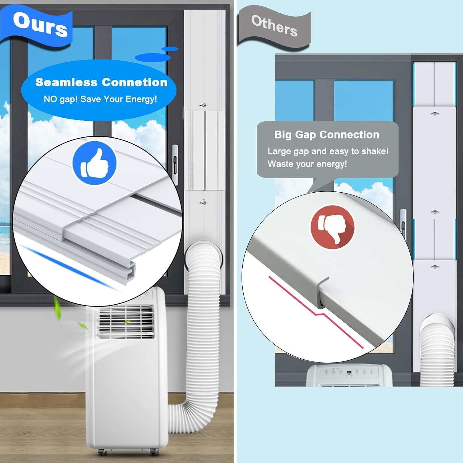 Portable Air Conditioner Window Vent Kit with 2-in-1 Coupler Fit for 5.0&Prime;/5.9…