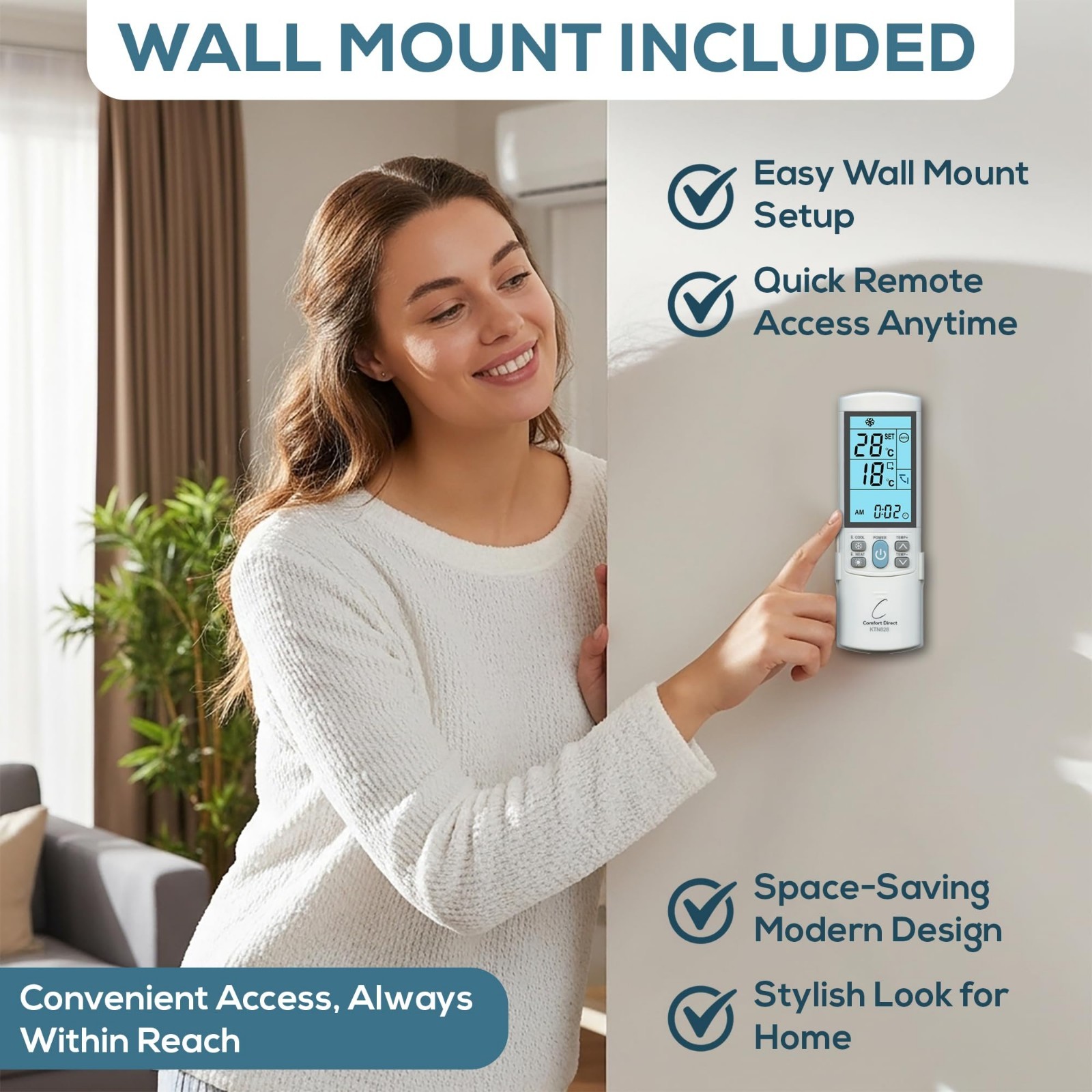 Universal Mini-Split Air Conditioner Remote Control – Dual °F/°C Modes, Compatib