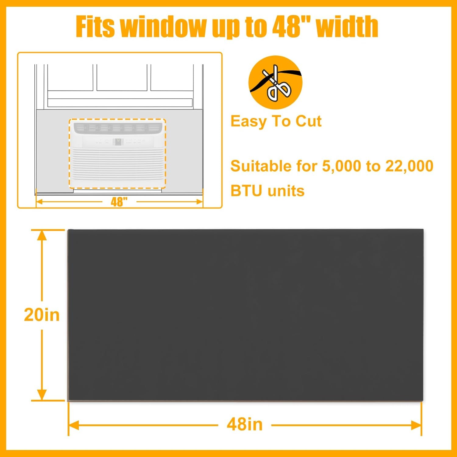 Window Air Conditioner Side Panels 48&Prime; Extended Width Full Surround AC Foam