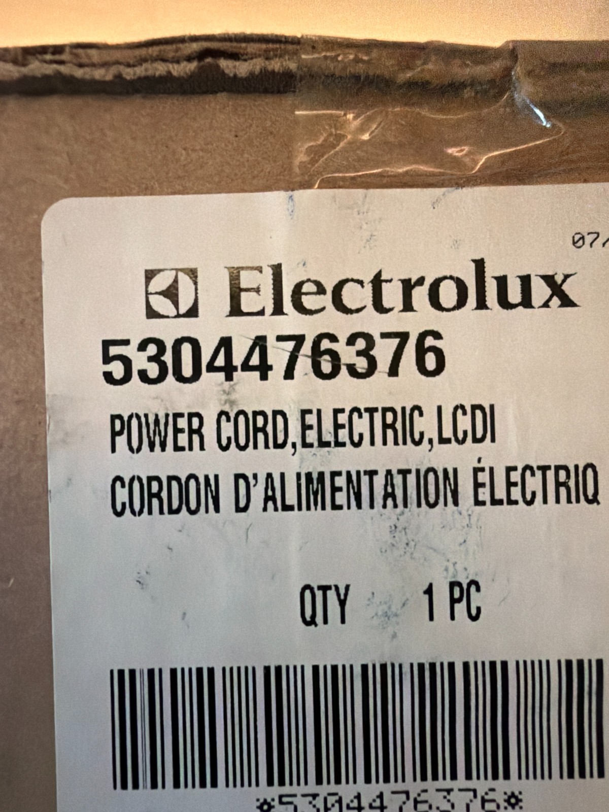 Genuine OEM Electrolux 5304476376 Room Air Conditioner Electric Power Cord White