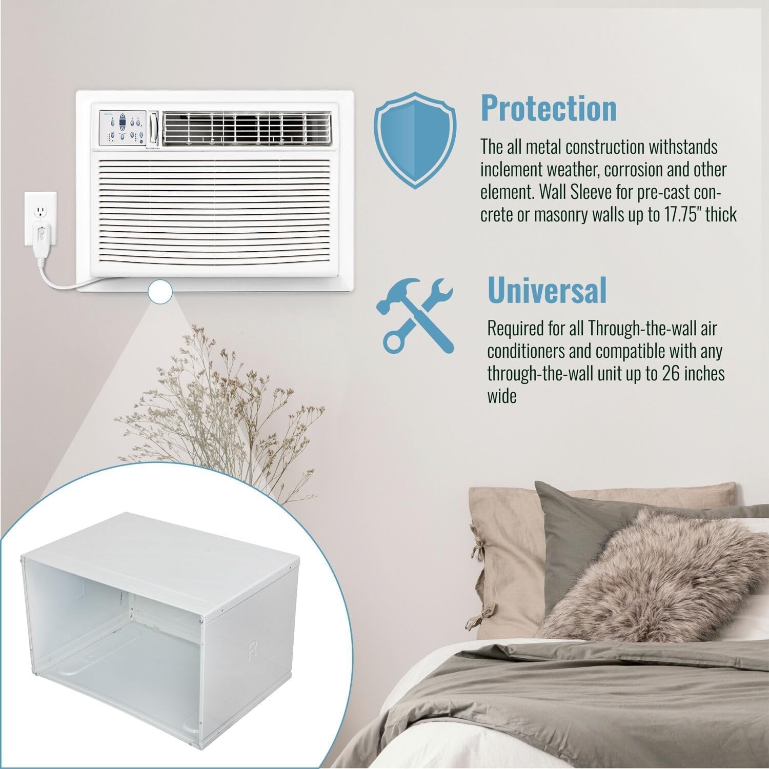 26 in Wall Sleeve for Through-the-Wall Air Conditioners Keystone KSTSLV1 Protect