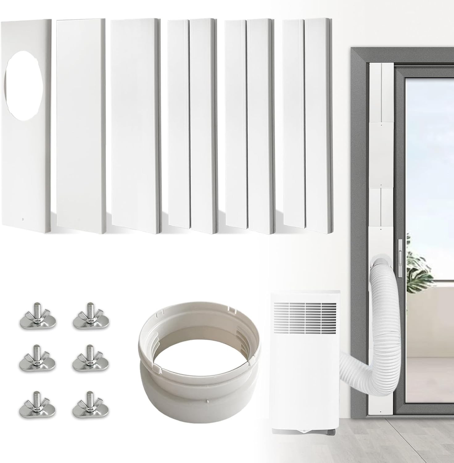 JEACENT Portable Air Conditioner Sliding Door AC Vent Kit, Universal Adjustable