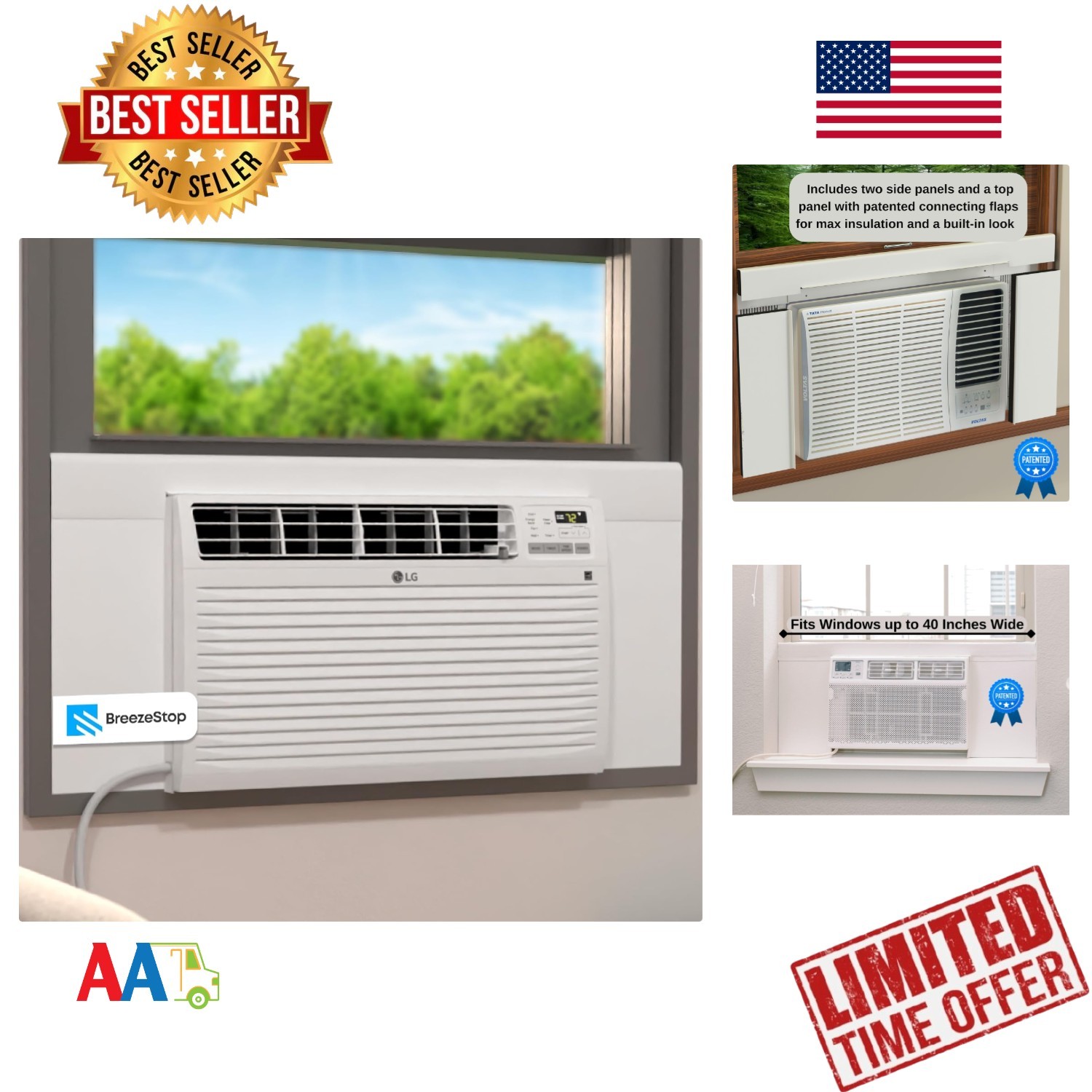 Window AC Insulation Panels 36-40&Prime; for Summer Winter Sound Light Barrier