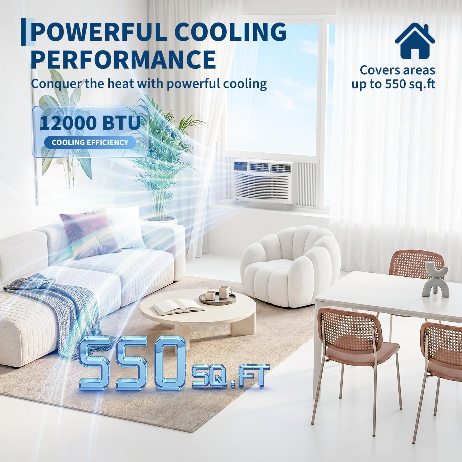 12000BTU Window Air Conditioner Unit W/Remote Control Cools Rooms Up to 550 SQFT